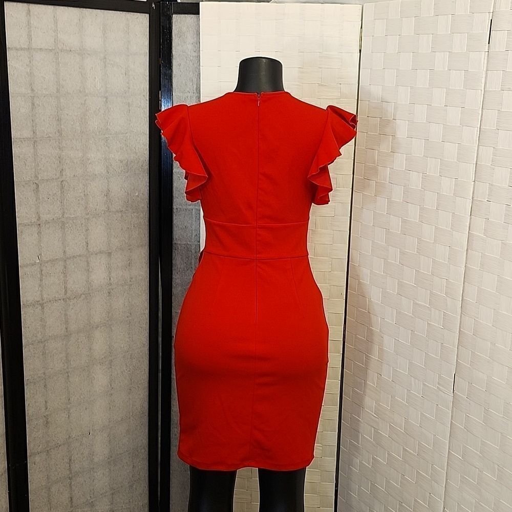 BRAND NEW KNITEE RUFFLE RUCHED SIDE MINI BODYCON DRESS - Picture 11 of 13